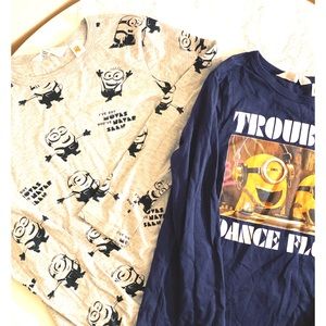 H&M (2) TOPs Boys Minions Long Sleeve tee SZ 8/10